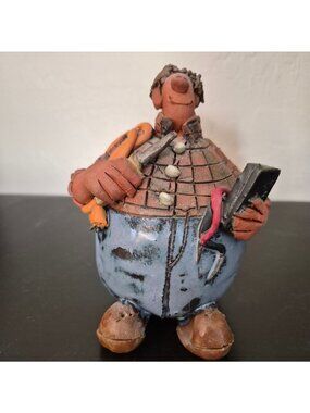 Handcrafted Balloon People Electrical Worker Holding Tools & Rope - Signed 2006
